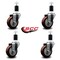 Service Caster 3.5'' Maroon Poly Wheel Swivel 1-1/2'' Expanding Stem Caster Set, 4PK SCC-EX20S3514-PPUB-MRN-112-4 - alternate 4
